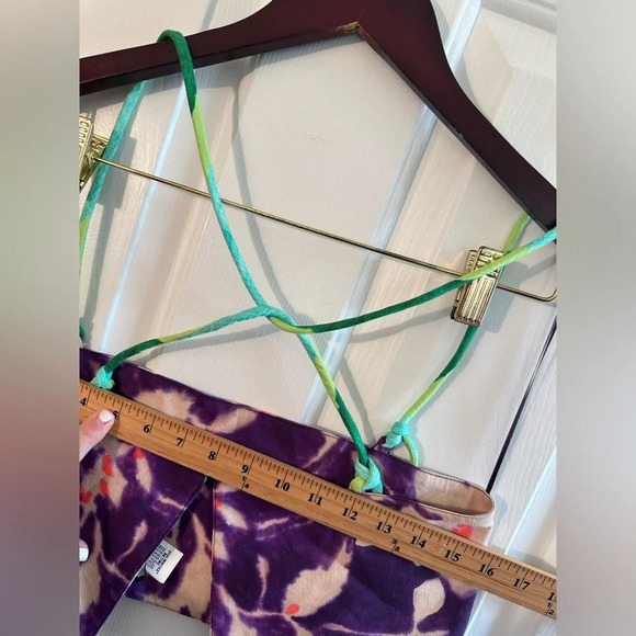 NEW! ZARA Purple Tie Dye Floral Bandeau Top SMALL DARING Hippie Boho Criss Cross - Picture 11 of 13